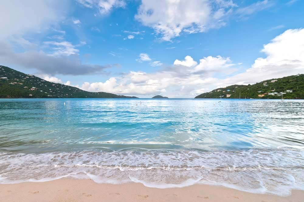 Clear water and white sand at Magens Bay, St. Thomas